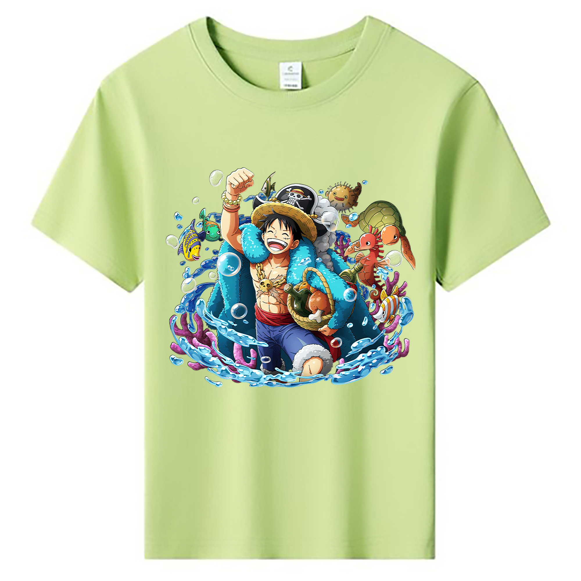 ワンピース モンキー・D・ルフィ ONE PIECE Monkey D. Luffy 綿100％キッズTシャツ（フロントプリント）